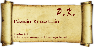 Pázmán Krisztián névjegykártya